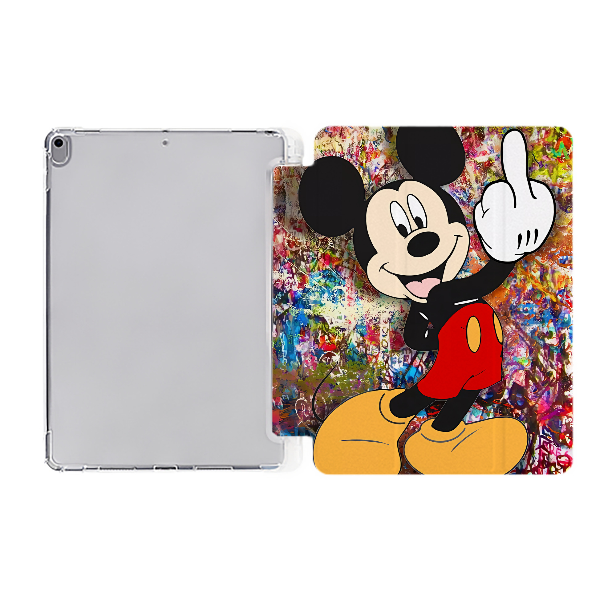 （画像用） ミッキーマウス Mickey Mouse IPad ケース ペン収納付き 三つ折りスタンド PUレザー×シリコン 対応機種9.5/10.5/10.9インチ